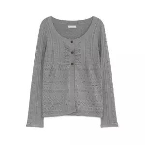 매장정품 HUG YOUR SKIN 베이비돌 펀칭 니트 가디건 (그레이)