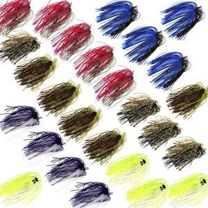 실리콘 지그 스커트 낚시 미끼 50 가닥 배스 도구 스피너 교체 키트 오징어 DIY 12/24 번들 유인