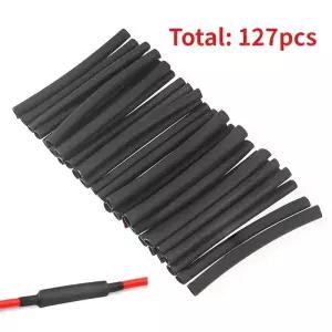 127PCS 열 수축 튜브 키트 2 1 검정색 내열성 전기 연결 와이어 케이블 절연 슬리브