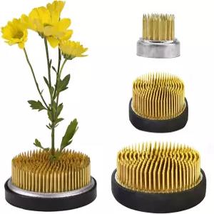 이케바나 스템 홀더 3 꽃개구리 켄잔 고정 도구 꽃꽂이 꽃병 및 장식용 핀 골드 0.91인치 1.02인치