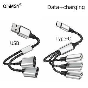1남성 2 3 소켓 USB C Type-C OTG 연장선 Y 분배기 플러그 데이터 충전 케이블 어댑터 변환기