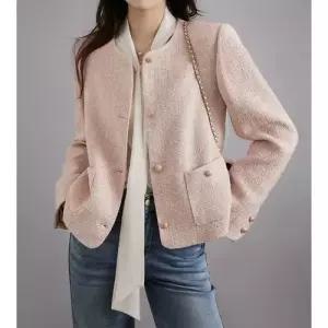 하프 핑크 코디 트위드 봄가을 스몰카라 아우터 가을코트 여자코트 숏 원템3
