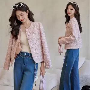 하프 핑크 코트 춘추 트위드 톱 프렌치 여자코트 쇼트 원템3