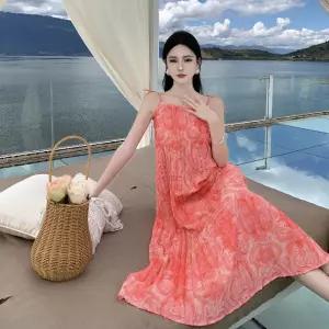 여자원피스 나시 스커트 패션 휴가 프린트 원피스 주름 비치룩 심쿵희망
