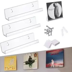 1PCS 아크릴 레코드 디스플레이 스탠드 선반 지우기 벽 마운트 비닐 홀더 부동 LP 앨범 스토리지 랙