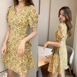 플라워 랩원피스 반팔 가운 로브 미니 투웨이 봄여름