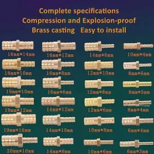 3-25mm 황동 2 웨이 감소 스트레이트 호스 바브 가시 파이프 피팅 감속기 구리 커플러 커넥터 어댑터