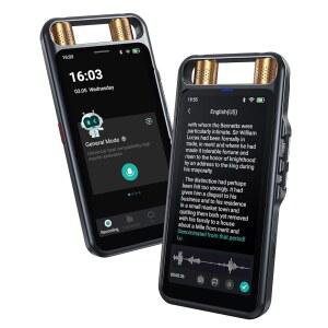 [미국배송] 재생 기능이 있는 AI 음성 녹음기 텍스트로 전사 디지털 요약 번역 회의 강연 인터뷰를 위한 풀 터치스크린 80GB 메모리 지원