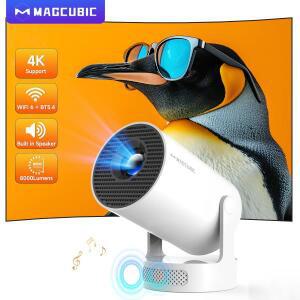 Magcubic HY300 Pro+ 안드로이드 11 프로젝터 8000 루멘 4K 720P 휴대용 야외 영화 WiFi 6 가정용 스피커