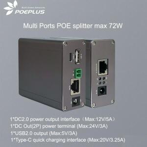 POE 어댑터 멀티 포트  분배기 최대 72w  C 20V 3.5A 출력 2.5Gbps