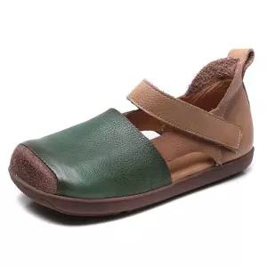 여름 쿠셔닝 스트랩 샌들 로마 스포츠 슈즈 에스닉 플랫 비치 여자신발 두층소가죽 원템2