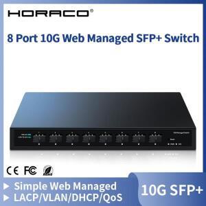 HORACO 10Gb 스마트 웹 관리형 SFP+ 이더넷 스위치 8 포트 10000Mbps 광 네트워크  랩 LACP