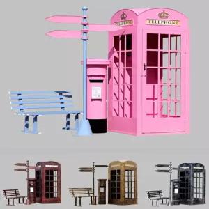 전화부스 촬영장 레트로 대형 장식품 영국 촬영 전화기