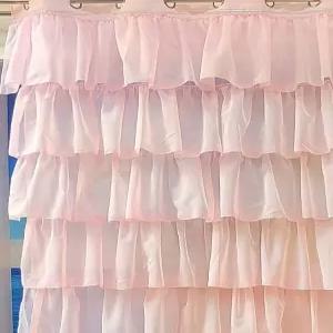 가림막 커튼 핑크 레이스창 논스톱 프릴 연한 바란스 깃털 인테리어 포스터 드레이프