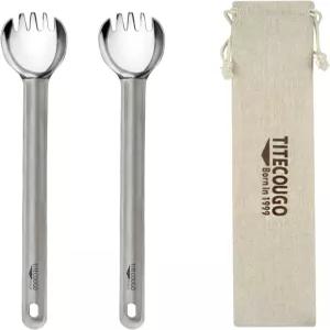 타이테쿠고 다기능 야외 순수 티타늄 식기 포크 스푼