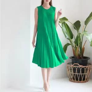 [클리어런스]에시드 슬리브리스 에이라인 플리츠원단 휴양룩 원피스_5