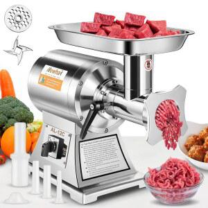 뉴하이 650W 상업용 고기 분쇄기 전기 중장비 산업용 다진 소시지 스터퍼 6mm/8mm 접시 스터핑 튜브(미국 110V 플러그)