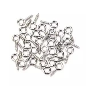 100개 8/10mm 작은 양 눈 모양 못 나사 미니 핀 훅 렛 비즈 참 펜던트 DIY 쥬얼리 목걸이 부자재