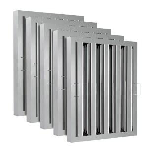 스테인리스 스틸 상업용 주방 후드 필터, 레스토랑 배기 후드용 레인지 배플 그리스 UL/NSF 목록, 15.5W x 19.5H 인치 4 홈 필터 5 팩