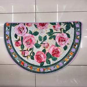 플라워 장미 반달 발매트 현관 욕실 60x90