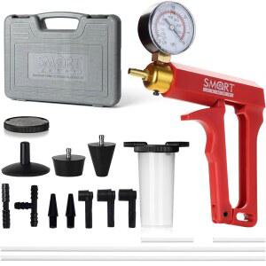 스마트 제리 - 손 진공 펌프가 장착된 브레이크 블리더 키트 | 17개 모터사이클 액 압력 게이지 및 보관 케이스가 포함된 도구