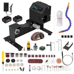 KKnoon 350W 습식 및 건식 벨트 샌더 미니 전기 벤치 그라인더, 디스플레이 스크린 샌딩 기계 스텝리스 속도 조절 소형 그라인더 샤프너 폴리셔 포함