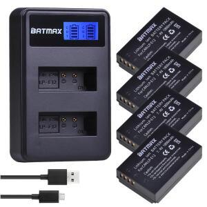 4Pcs 1800mAh LP-E12 리튬 이온 배터리 + Canon EOS M50 M100100D Kiss X7 Rebel 카메라 용 LCD USB 듀얼