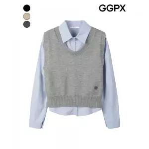 자수 베스트 세트 솔리드 셔츠 (GQ3ST003F)