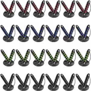 24팩 줄넘기 여성 남성용 폼 손잡이가 스피드 없는 조절 있는 엉킴 피트니스 슬림 로프 위한 점프 바디