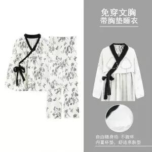 면 봄 가을 커플 잠옷세트 파자마 그림 긴팔 패드 기모노 세트 패피3