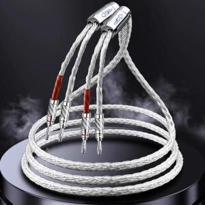 8AG 하이파이 스피커 케이블 7N OCC 은도금 오디오 앰프 바나나 Y 플러그 시스템 사운드 퍼포먼스 와이어