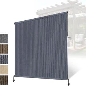 파티오를 위한 야외 롤러 그늘막 외부 무선 블라인드 파티오 현관 가제보 페르골라 뒷마당 프라이버시