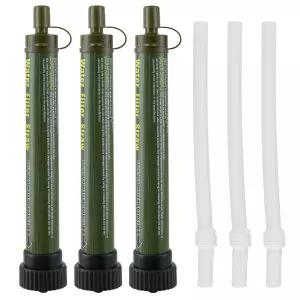 하이킹 캠핑 여행을 위한 물 필터 그린 장비 및 정수기 아미 야외 생존 3팩 휴대용 빨대