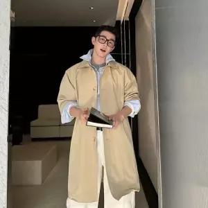 썬더볼츠 남자 남성용 하프 트렌치 조절 철사 숄카라 기본 봄여름 코트 오버핏 KKE2