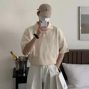 남자 니트 여름 T 반팔 카라 폴라 숏 루즈핏 펀칭 원픽2