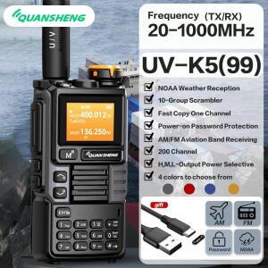 Quansheng UV-K6 워키 5W 에어 밴드 라디오 Tyep C 충전 UHF DTMF FM 스크램블러 NOAA 무선 주파수 양방향