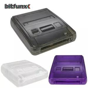 Bitfunx SFC 교체 케이스 Super Famicom 콘솔 NES 게임 용 투명 상자
