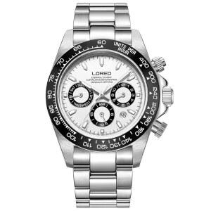 [미국배송] 로레오 남성 자동 시계 실버 스테인리스 스틸 사파이어 유리 세라믹 베젤 데이트 밀리터리 다이빙 방수
