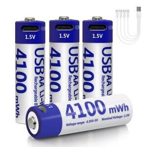 쿠그로  용량 1.5V 4100mWh AA 충전식 배터리 USB 타입-C 리튬이온 리모컨 스마트 도어락 장난감용