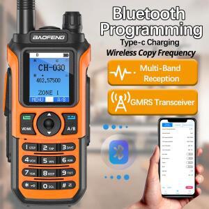 Baofeng GM-21 워키 GMRS 송수기 블루투스 무선   AM C 타입 충전기 라디오