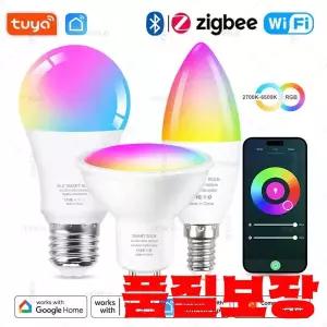 투야 E27 E14 GU10 전구 와이파이 지그비 블루투스 밝기 조절 스마트 LED 램프 2700-6500K 알렉사 아마존 구글과 작동