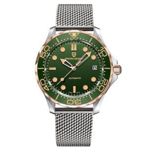 [미국배송] 파가니 디자인 007-모델 남성용 자동 다이빙 시계 NH35 무브먼트 스테인리스 스틸 소재 회전 세라믹 베젤 사파이어 돔 미러 100M 방수 메카닉 셀프 와인딩 손목시계