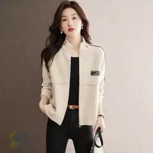 여자 캐주얼 니트 모직 추동 아우터 코트 봄가을 루즈핏 숏가디건 모조밍크 하이넥 원템3