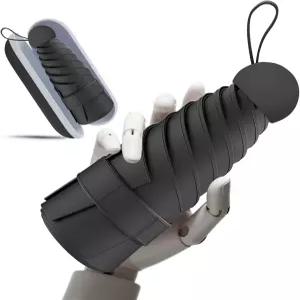 방풍 미니 여행 접이식 우산 - UPF 50 햇빛 및 비 보호 포켓 또는 가방에 맞는 소형 경량 디자인 통근자를