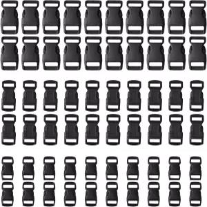 파라코드 팔찌용 골든 펄 5/8 1/2 3/8인치(각 20개) 검은색 플라스틱 윤곽 측면 릴리스 버클-60개