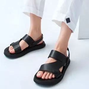 [하프클럽/]남성 꾸안꾸 소가죽 고탄력밴딩 쿠션슬리퍼 겸용 샌들