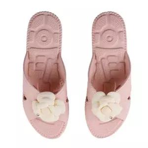 [하프클럽/]거실화 실내화 핑크 가벼운 플라워 지압 슬리퍼