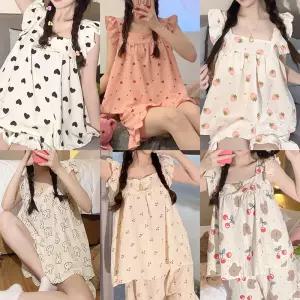 잠옷 나시 프릴 여름 파자마 반바지 홈웨어 세트