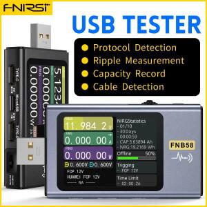 FNIRSI FNB58 USB 배터리 테스터 전압계 전류계 TYPEC 고속 충전 감지 트리거 호환용량 측정 리플