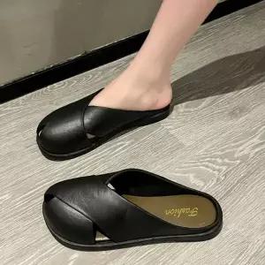 [하프클럽/]세련된 무드 여성 데일리 크로스 스트랩 슬리퍼